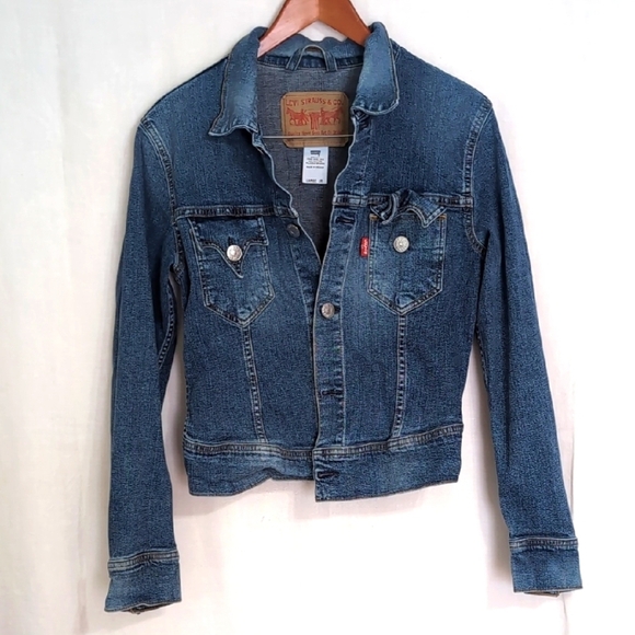 2004 Vintage Levi Strauss Trucker Jean Jacket Light Wear Size Junior's Large - Picture 1 of 6